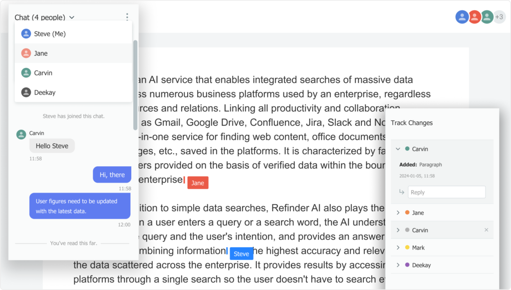 Collaboration features of Thinkfree online word editor