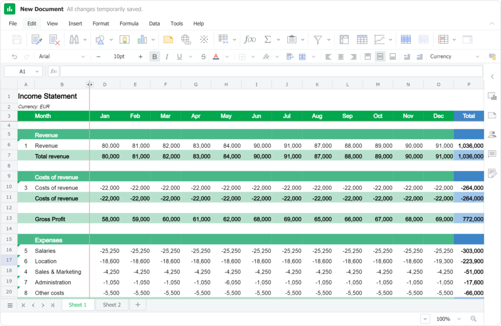 Thinkfree's high MS Excel compatible Online spreadsheet