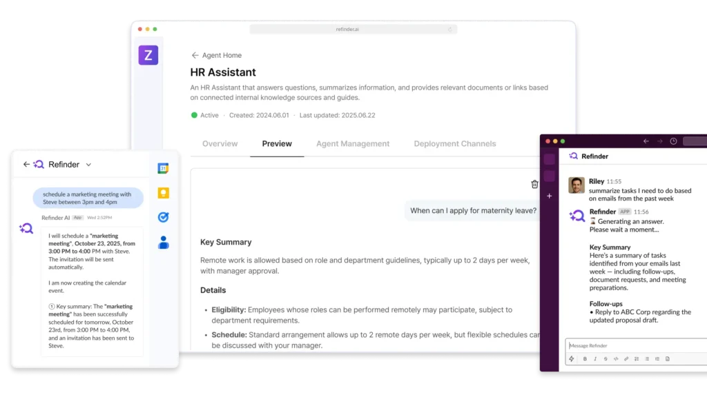 Refinder AI – Connect your work apps and boost productivity with an AI-powered enterprise assistant.
