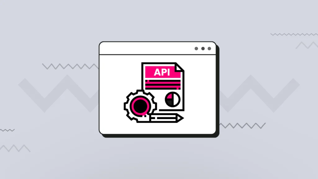 Graphic illustration of a web browser featuring a document editor API icon with a gear and pencil, representing embedded document infrastructure for SaaS startups.