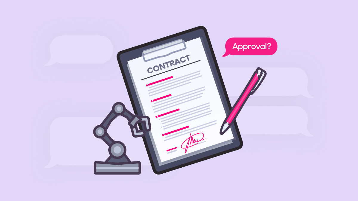 AI-generated contract undergoing human review and approval, highlighting document collaboration and governance in modern CLM platforms.
