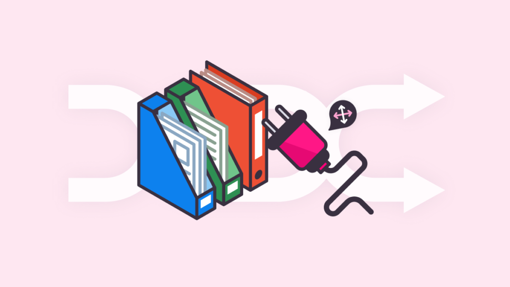 Illustration of Word, Excel, and PowerPoint document folders connected by a plug, representing AI Office SDK integration into a SaaS product